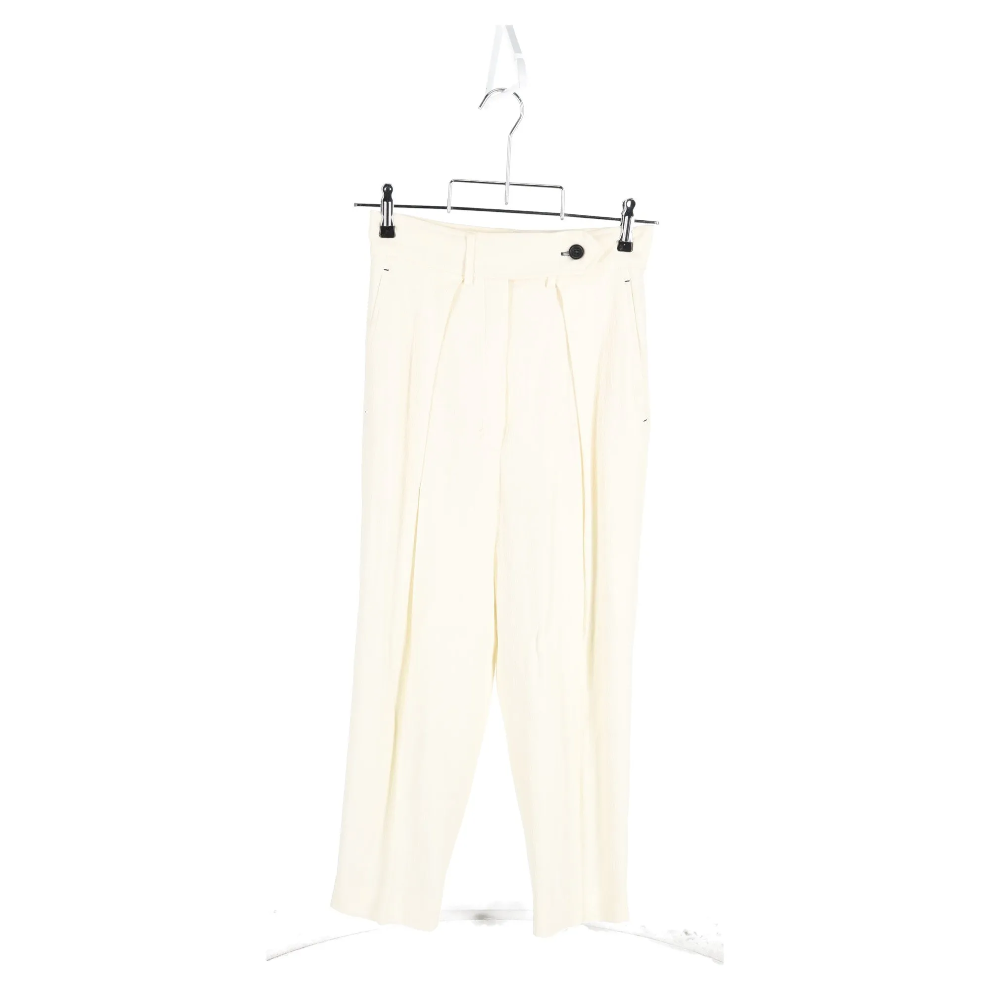Max Mara Sportmax Pleated Straight-Leg Trousers in Cream Acetate