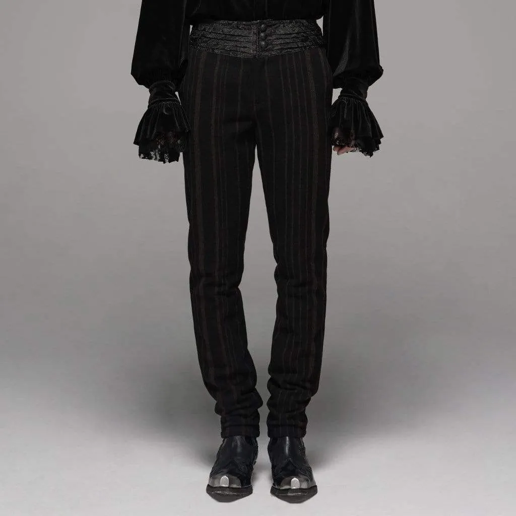 Men's Goth High-waisted Pinstripes Straight-leg Pants