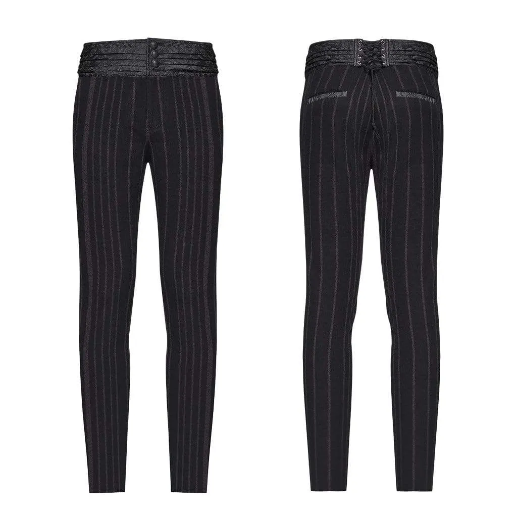 Men's Goth High-waisted Pinstripes Straight-leg Pants