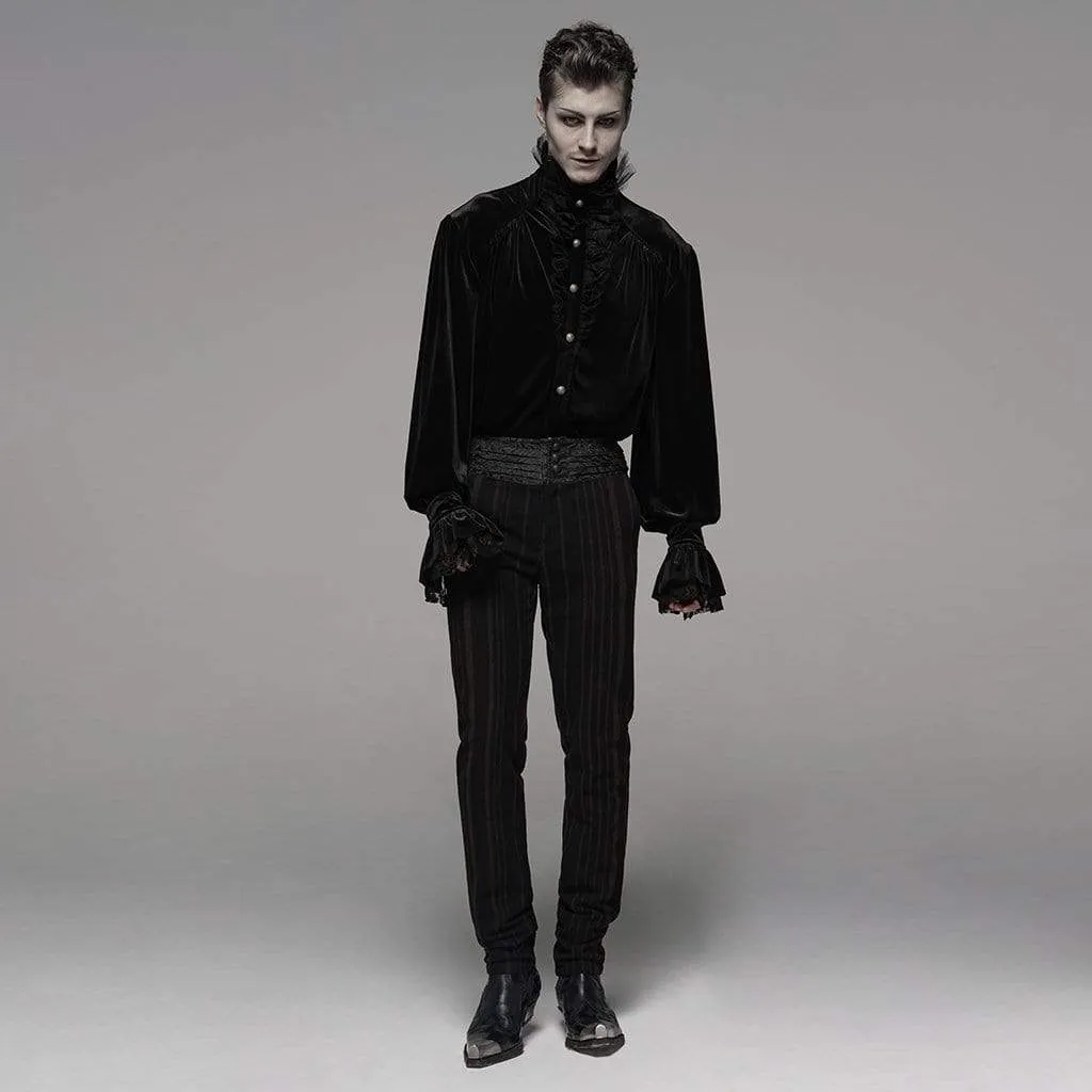 Men's Goth High-waisted Pinstripes Straight-leg Pants