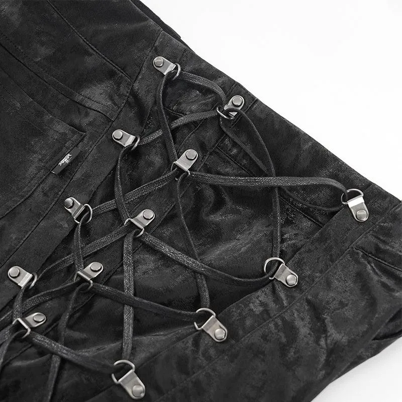 Men's Gothic Buckle-up Spaghetti Straps Trousers
