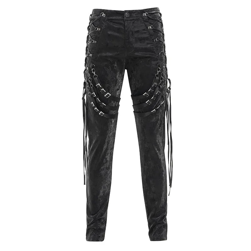 Men's Gothic Buckle-up Spaghetti Straps Trousers