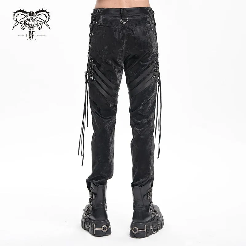 Men's Gothic Buckle-up Spaghetti Straps Trousers
