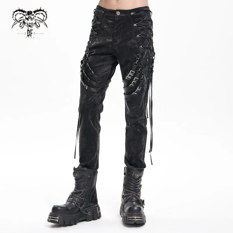 Men's Gothic Buckle-up Spaghetti Straps Trousers