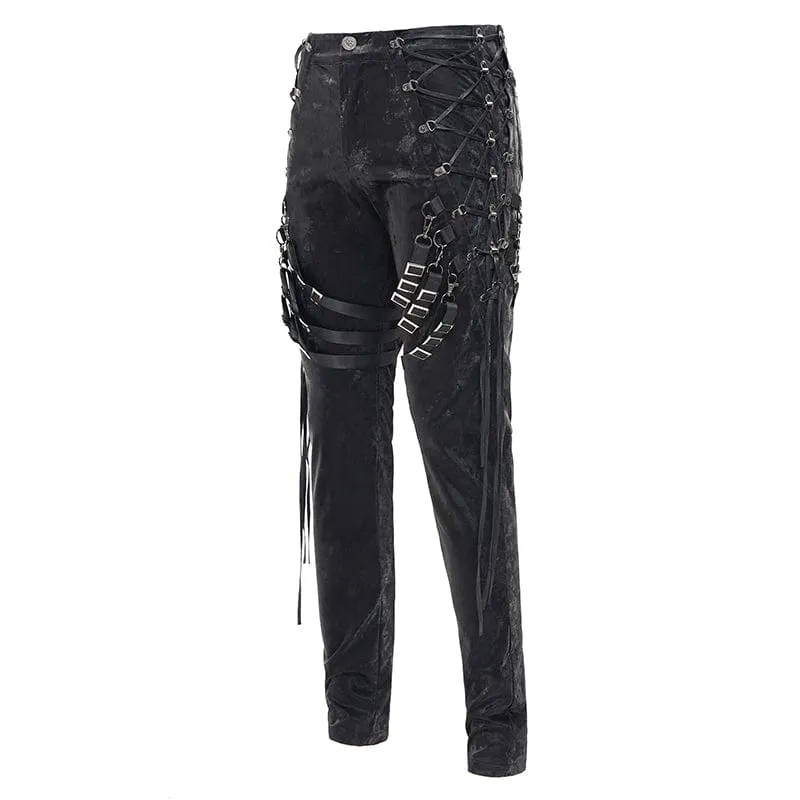 Men's Gothic Buckle-up Spaghetti Straps Trousers