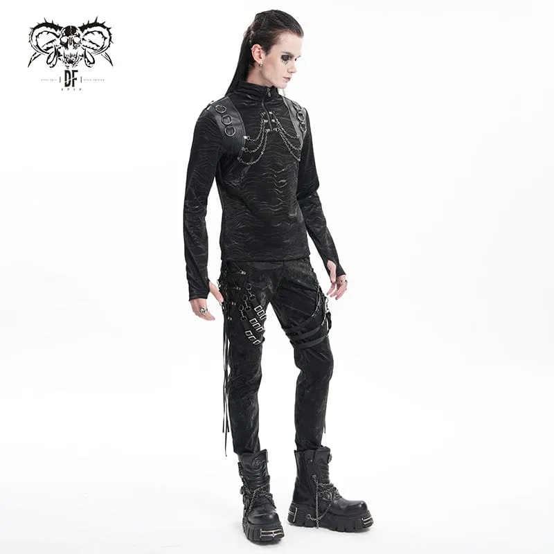 Men's Gothic Buckle-up Spaghetti Straps Trousers
