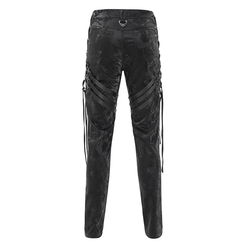 Men's Gothic Buckle-up Spaghetti Straps Trousers
