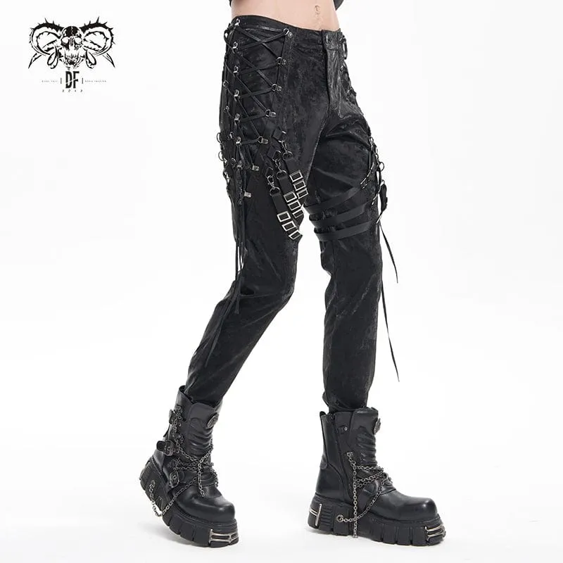 Men's Gothic Buckle-up Spaghetti Straps Trousers