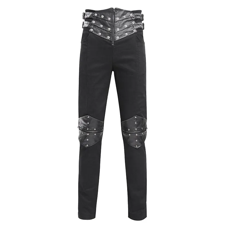 Men's Gothic Buckle-up Studs Trousers
