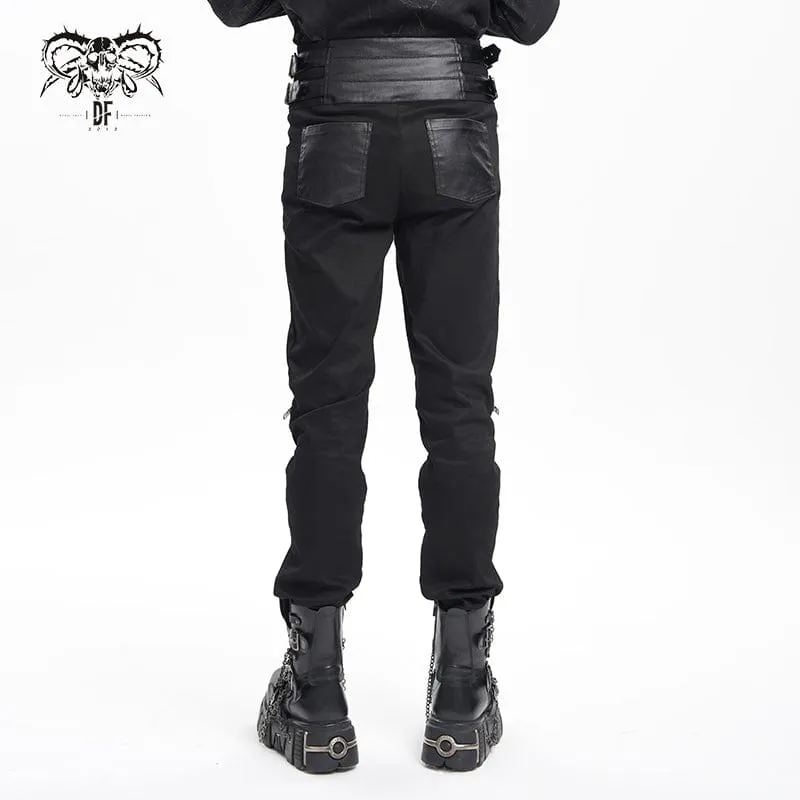 Men's Gothic Buckle-up Studs Trousers