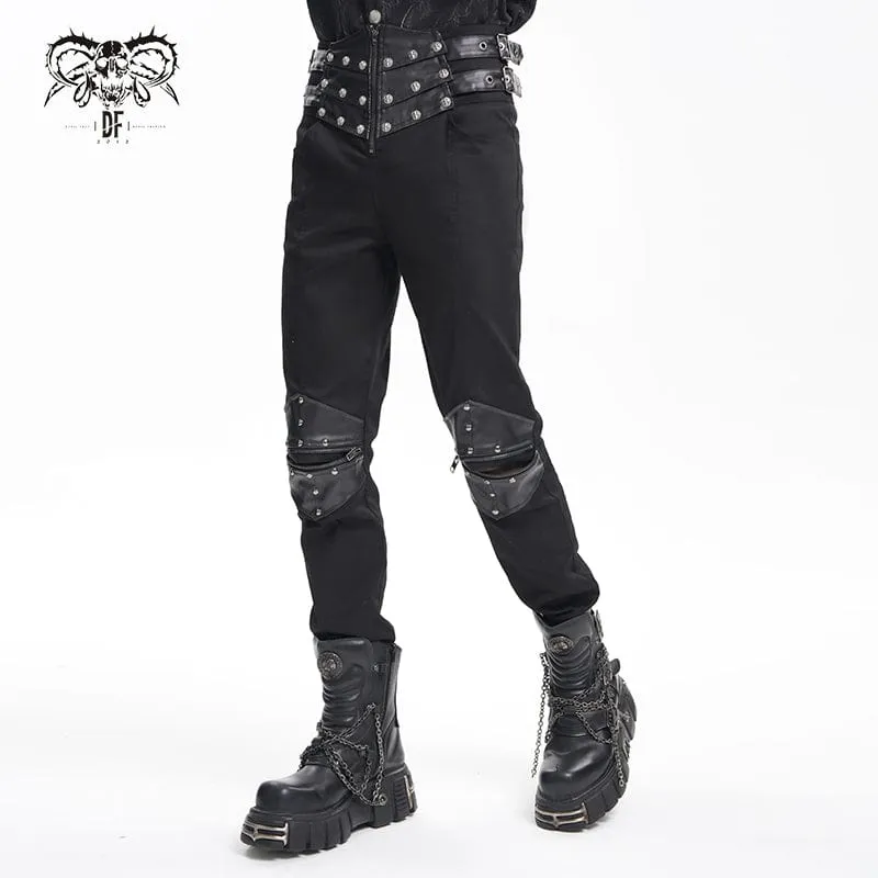 Men's Gothic Buckle-up Studs Trousers