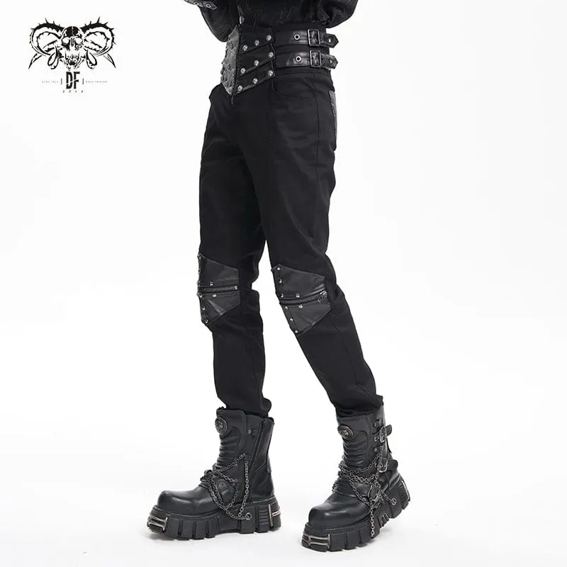 Men's Gothic Buckle-up Studs Trousers