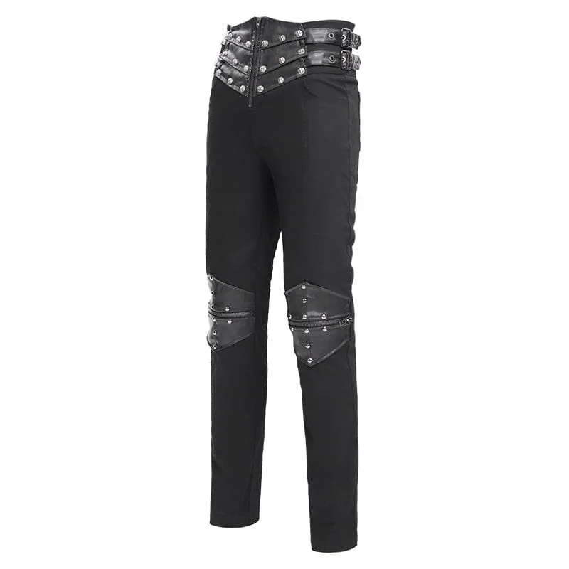 Men's Gothic Buckle-up Studs Trousers
