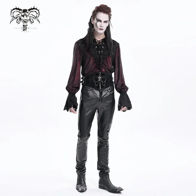 Men's Gothic Faux Leathet Button Trousers