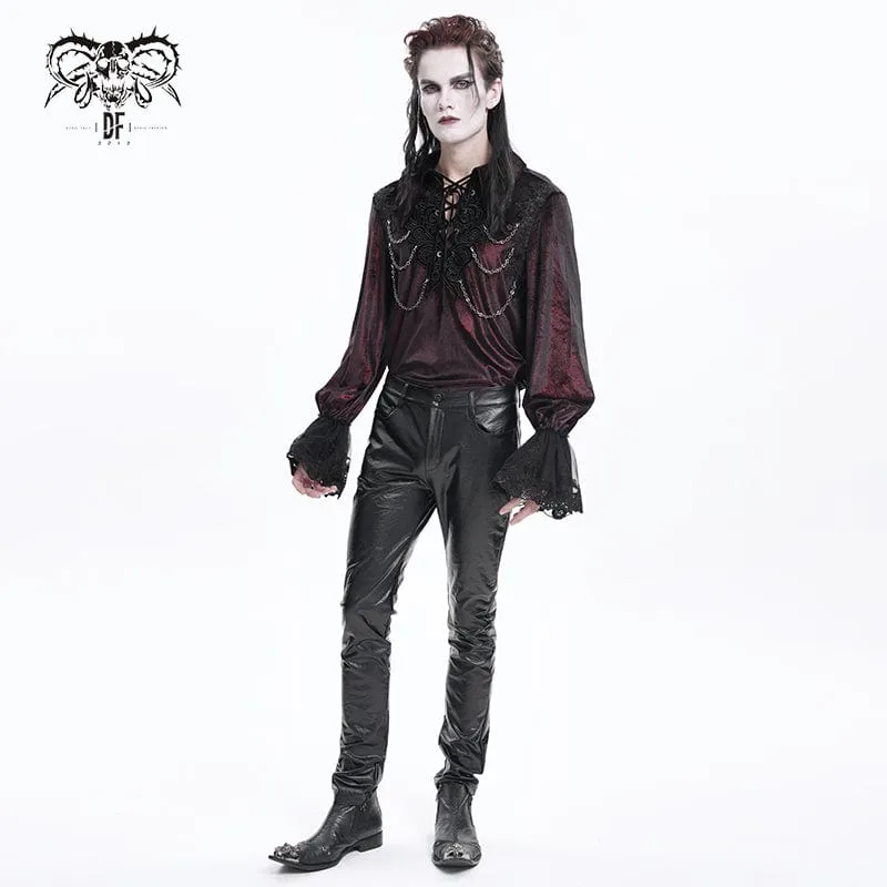 Men's Gothic Faux Leathet Button Trousers