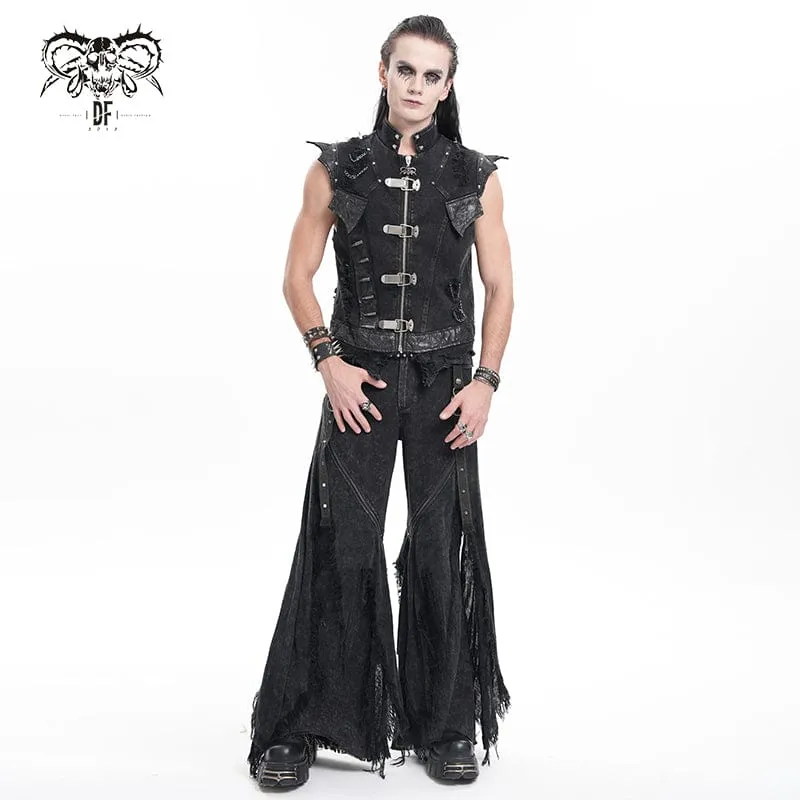 Men's Gothic Ripped Rings Studs Trousers
