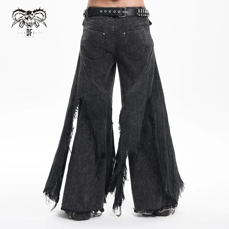 Men's Gothic Ripped Rings Studs Trousers