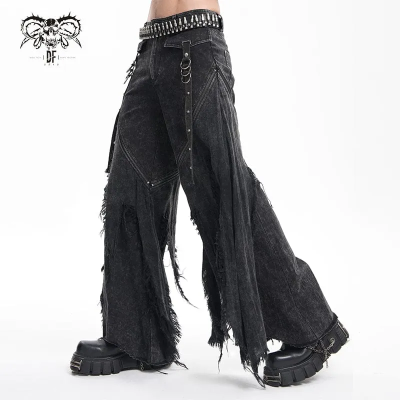 Men's Gothic Ripped Rings Studs Trousers