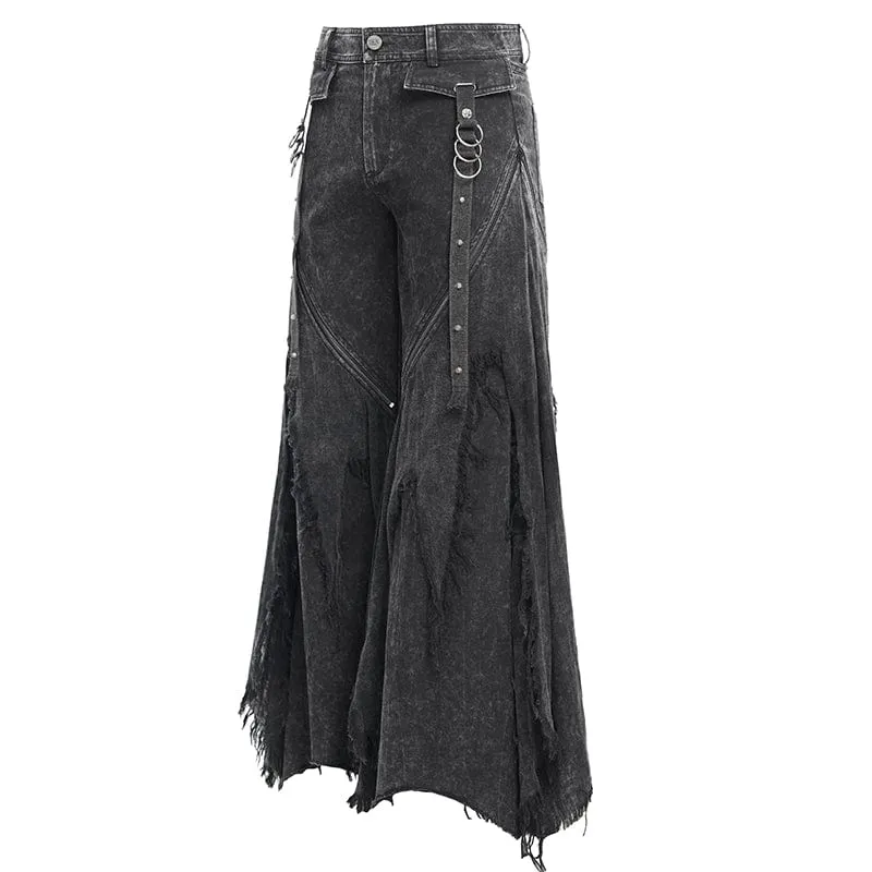 Men's Gothic Ripped Rings Studs Trousers