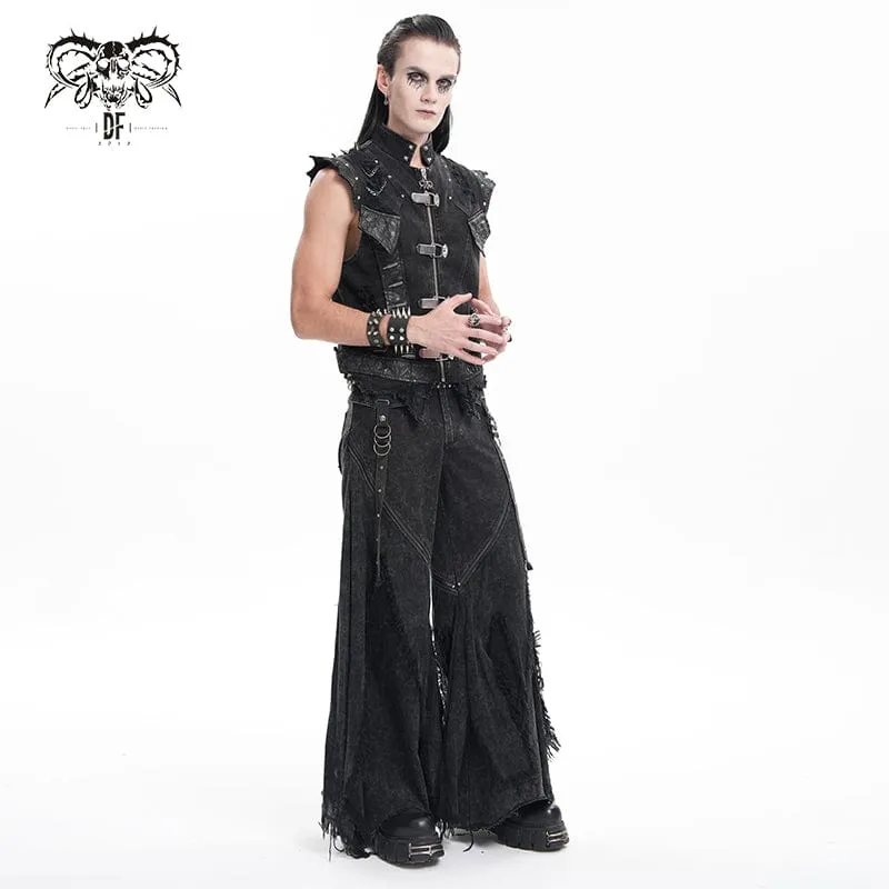 Men's Gothic Ripped Rings Studs Trousers