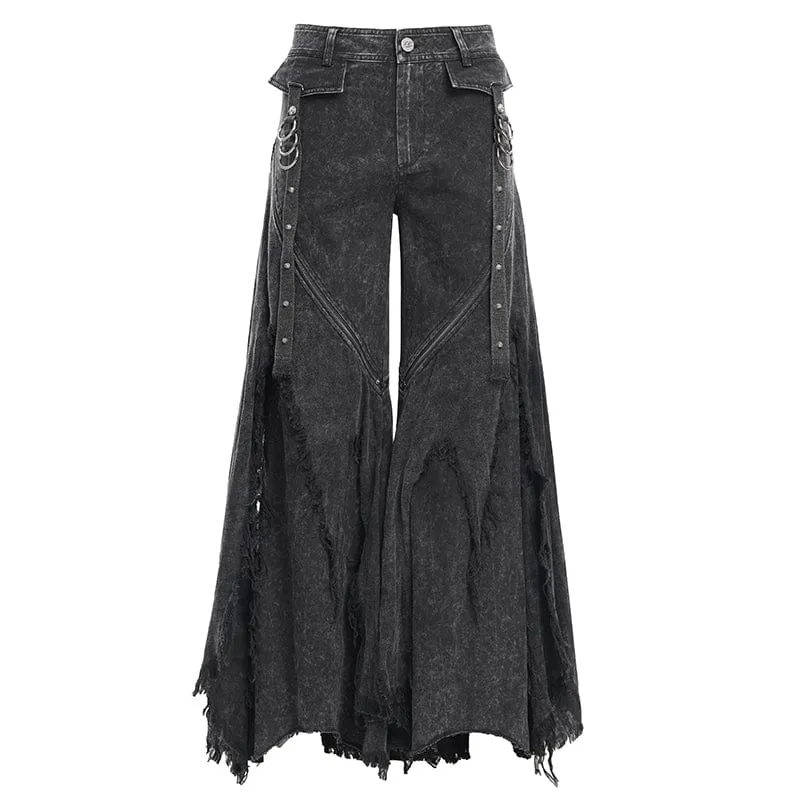 Men's Gothic Ripped Rings Studs Trousers