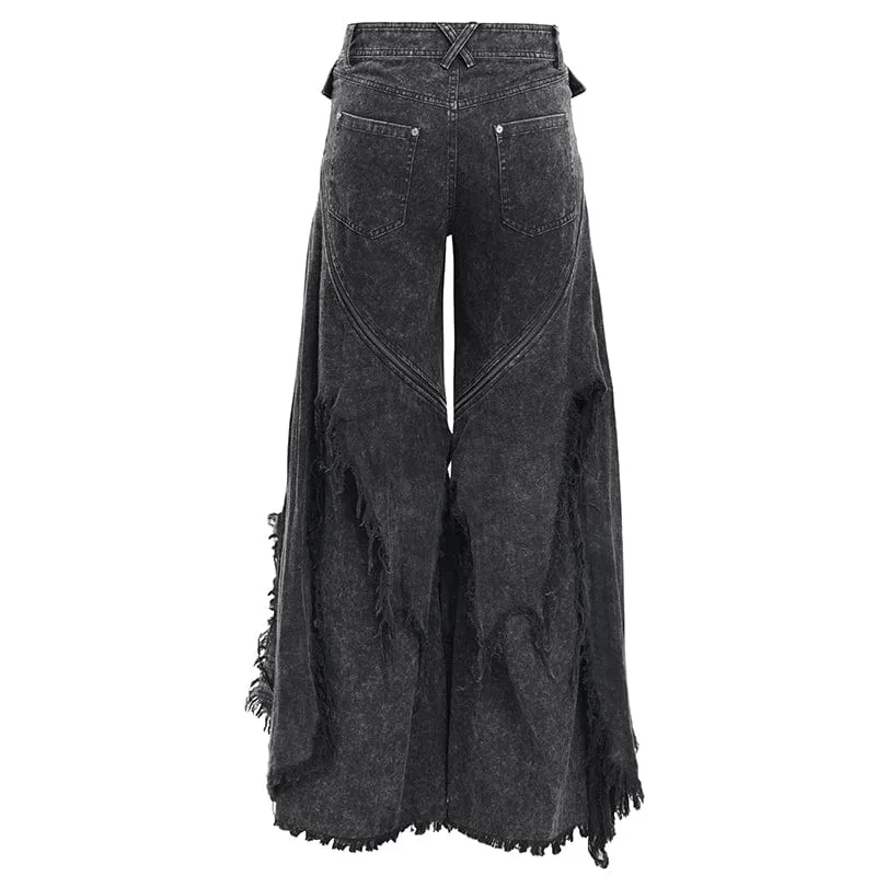 Men's Gothic Ripped Rings Studs Trousers