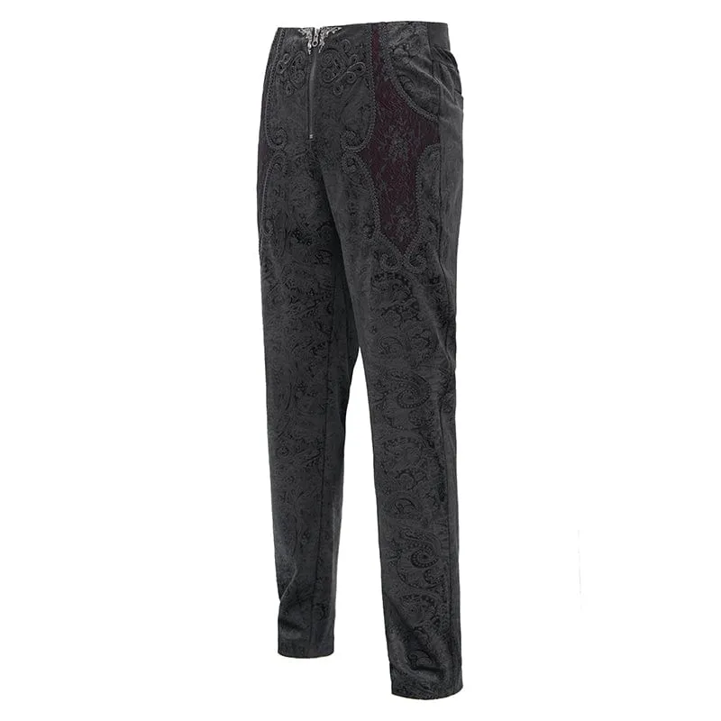 Men's Gothic  Zip Floral Branded Trousers