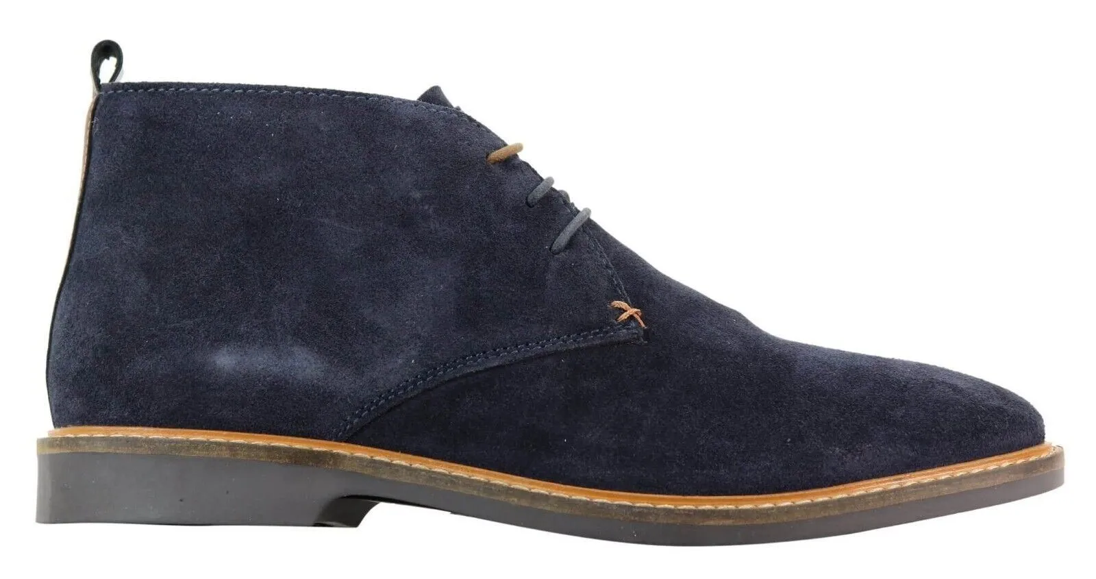 Mens Navy Suede Lace Up Chukka Boots