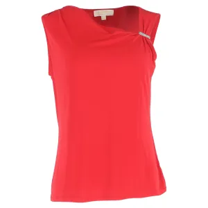Michael Kors Asymmetric Neckline Top in Red Viscose
