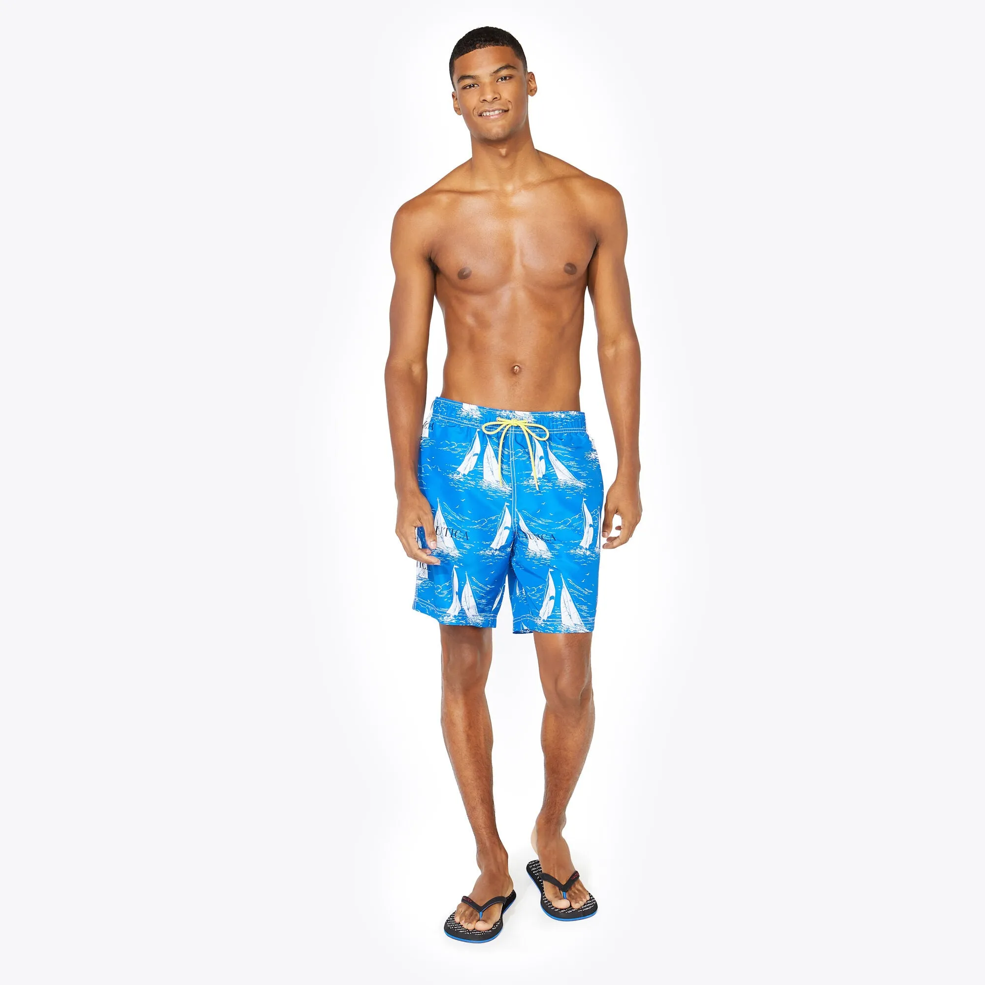 Nautica Mens 8" Big & Tall Sailboat Print Quick-Dry Swim