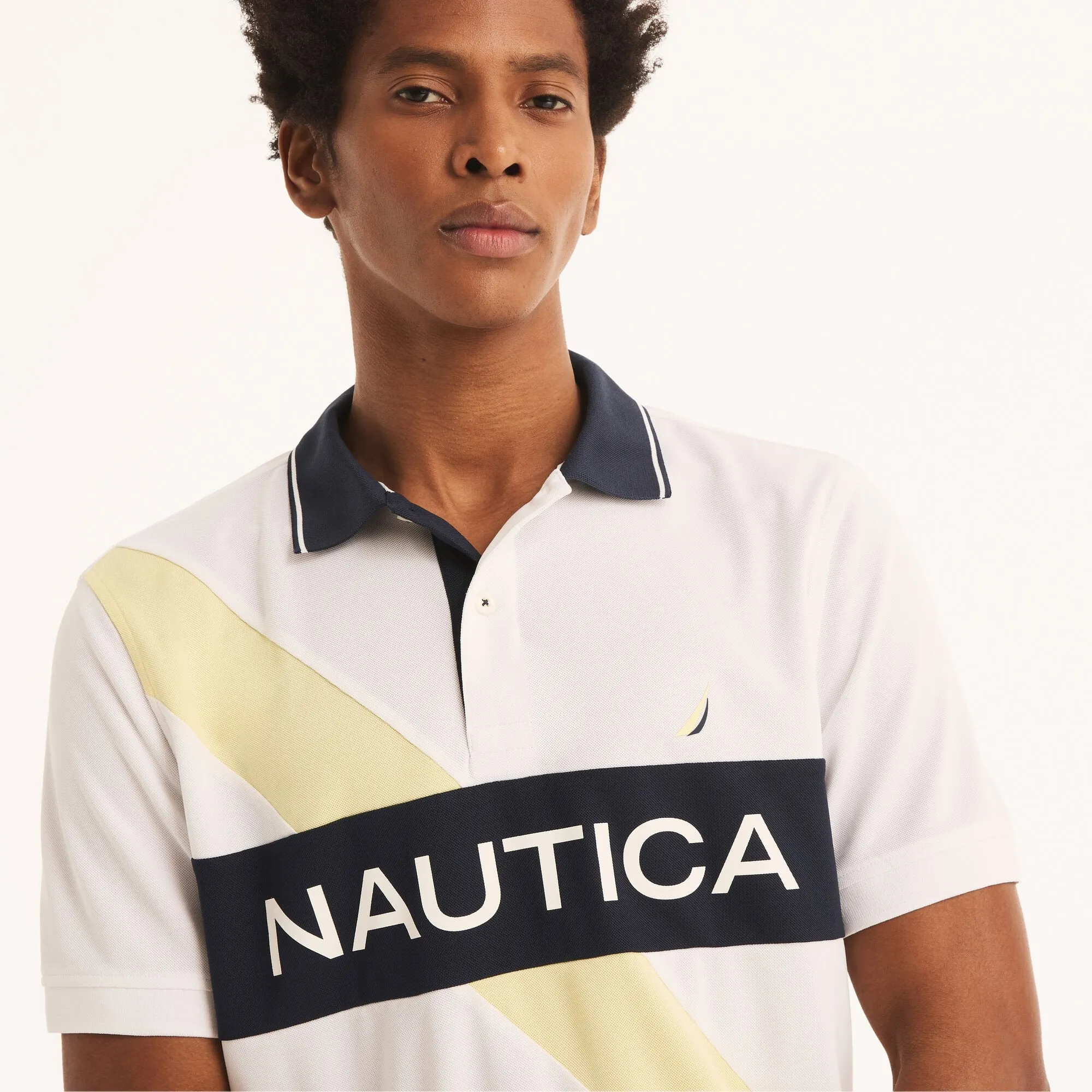 Nautica Mens Navtech Sustainably Crafted Classic Fit Colorblock Polo