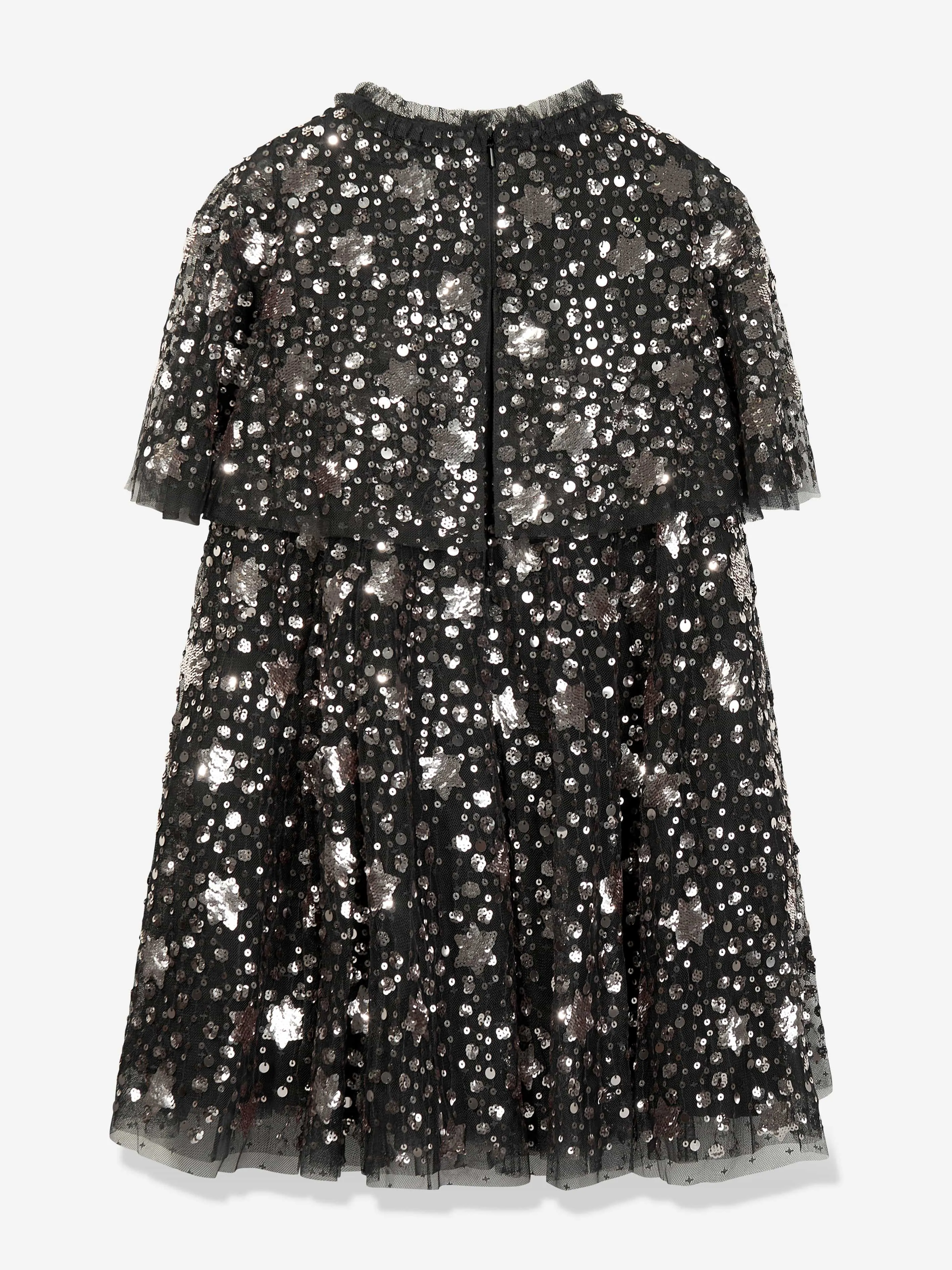Needle & Thread Girls Shooting Stars Dress in Black