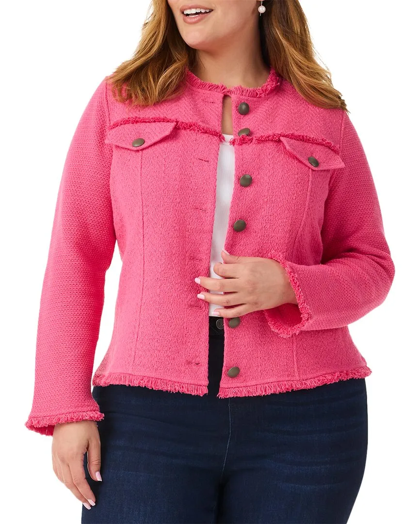 NIC ZOE Plus Utility Fringe Mix Knit Jacket