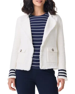 NIC ZOE Subtle Stripe Fringe Mix Knit Jacket