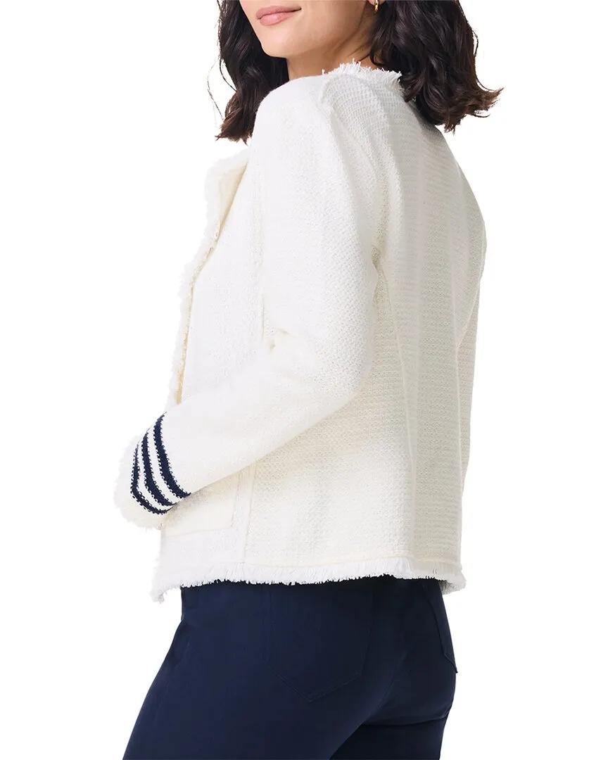 NIC ZOE Subtle Stripe Fringe Mix Knit Jacket