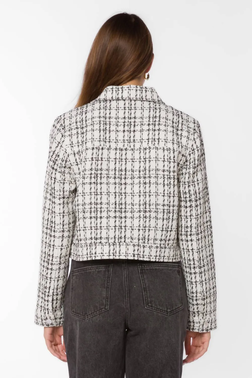Nyra Tweed Jacket In White/black