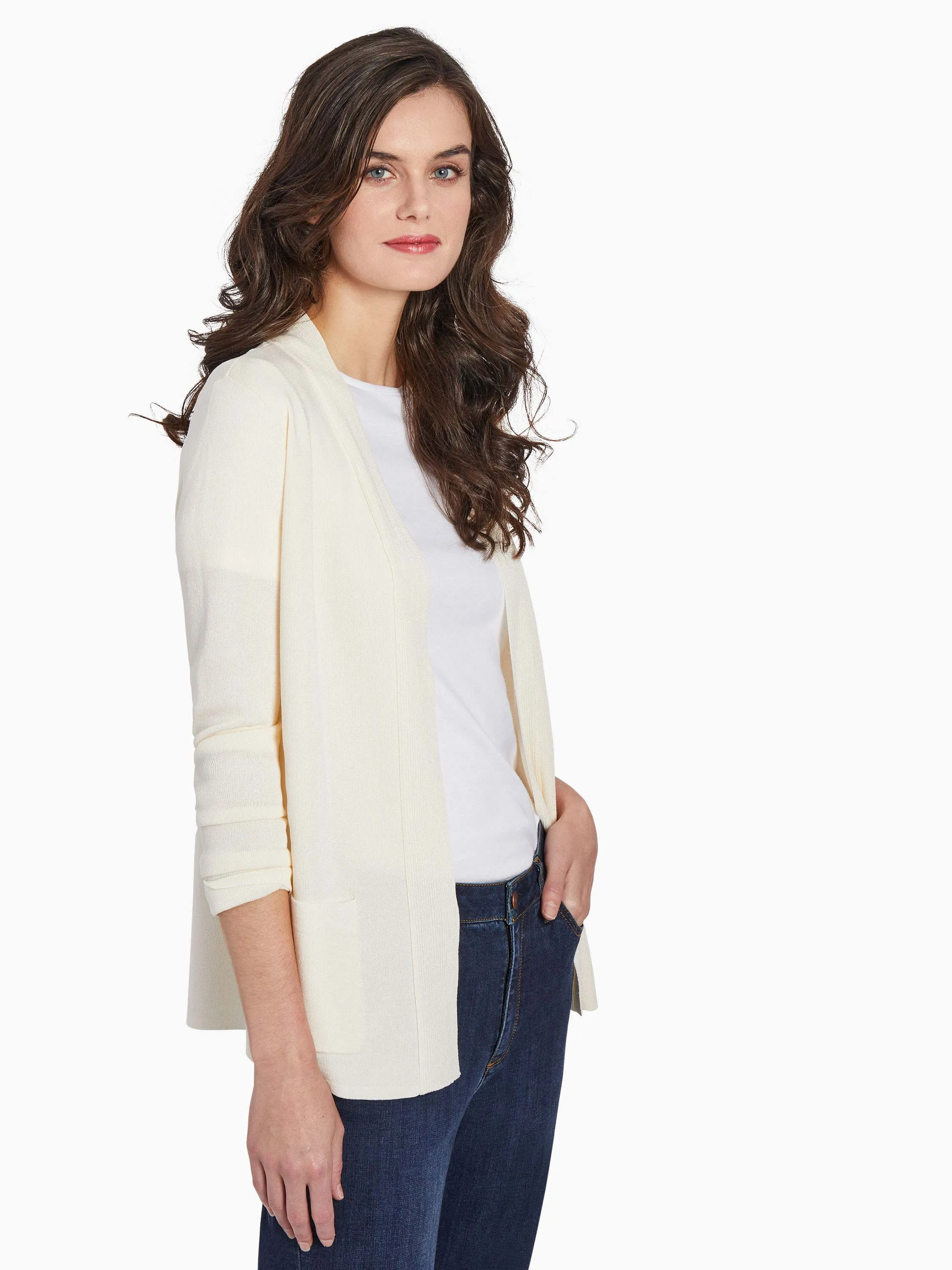 Open Front Ribbed Icon Cardigan