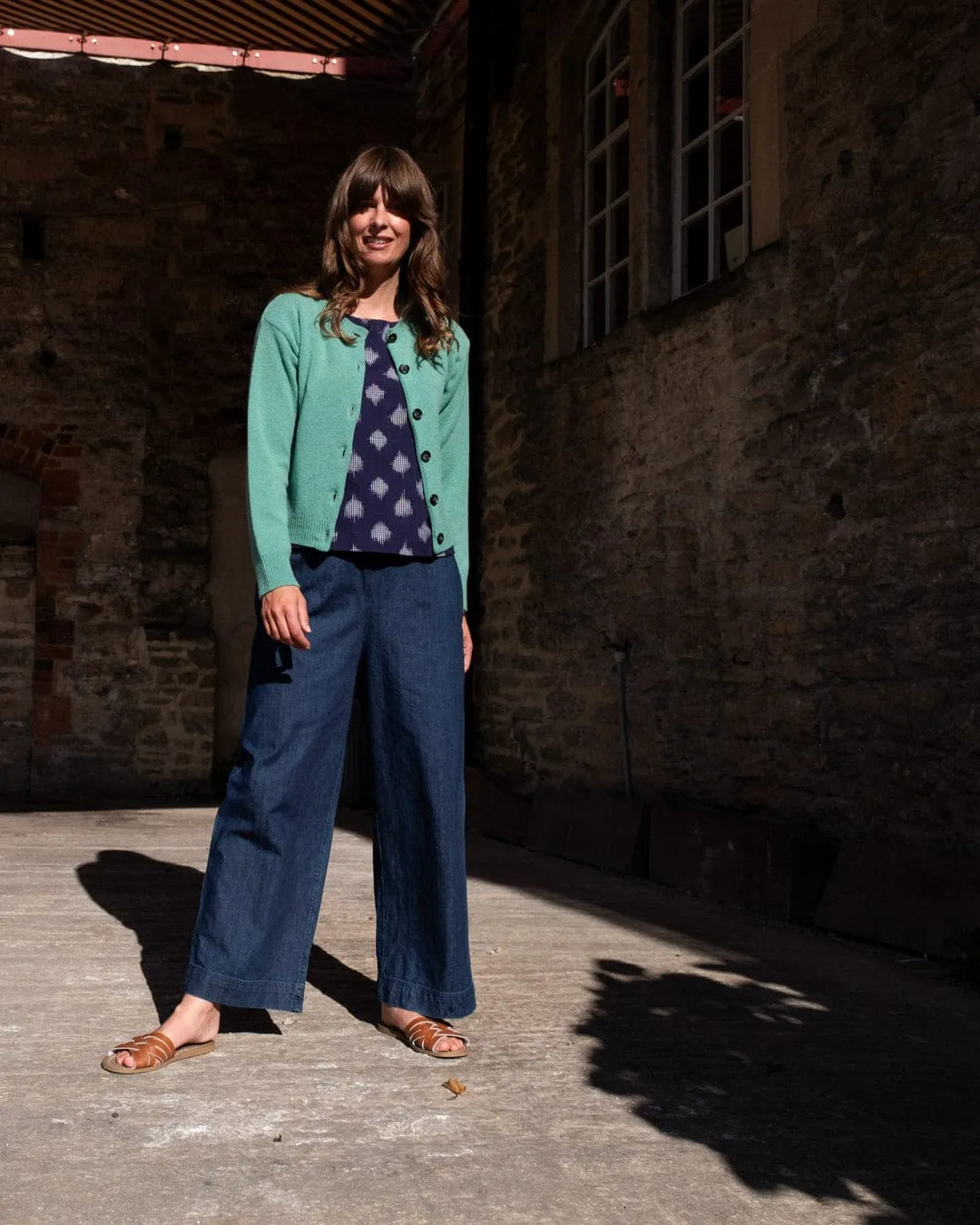 Orla Women's Cotton Trousers | Blue Denim