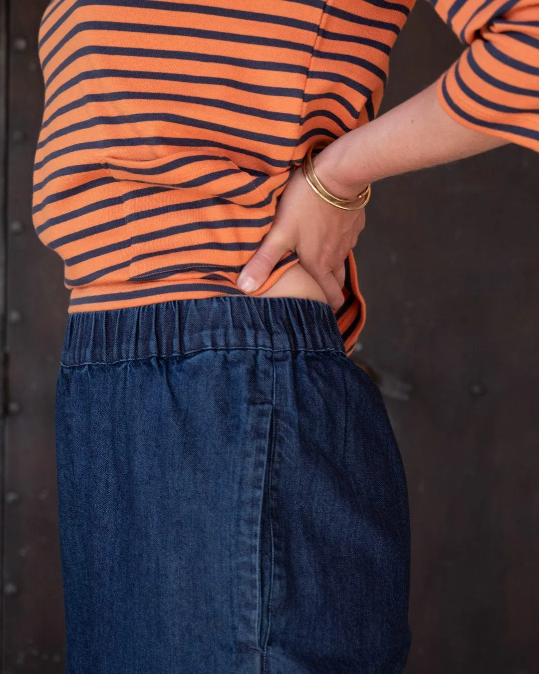 Orla Women's Cotton Trousers | Blue Denim