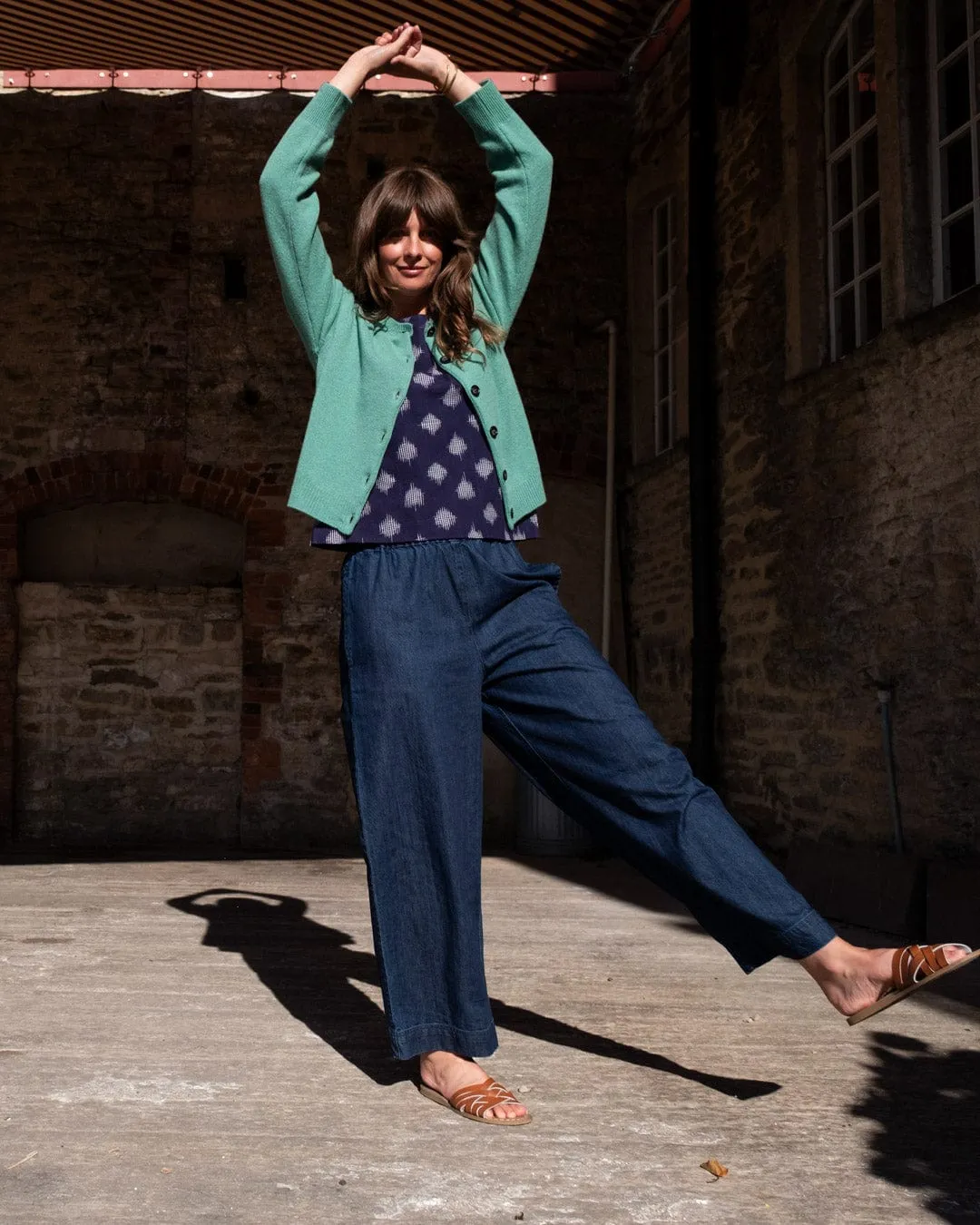 Orla Women's Cotton Trousers | Blue Denim