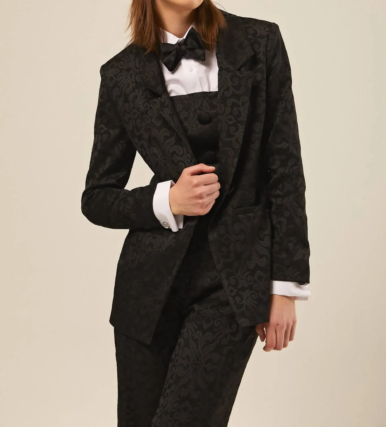 Paisley Tailored Blazer In Black