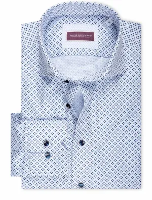 Pattern Single Cuff Shirt With Contrast Buttons Blue