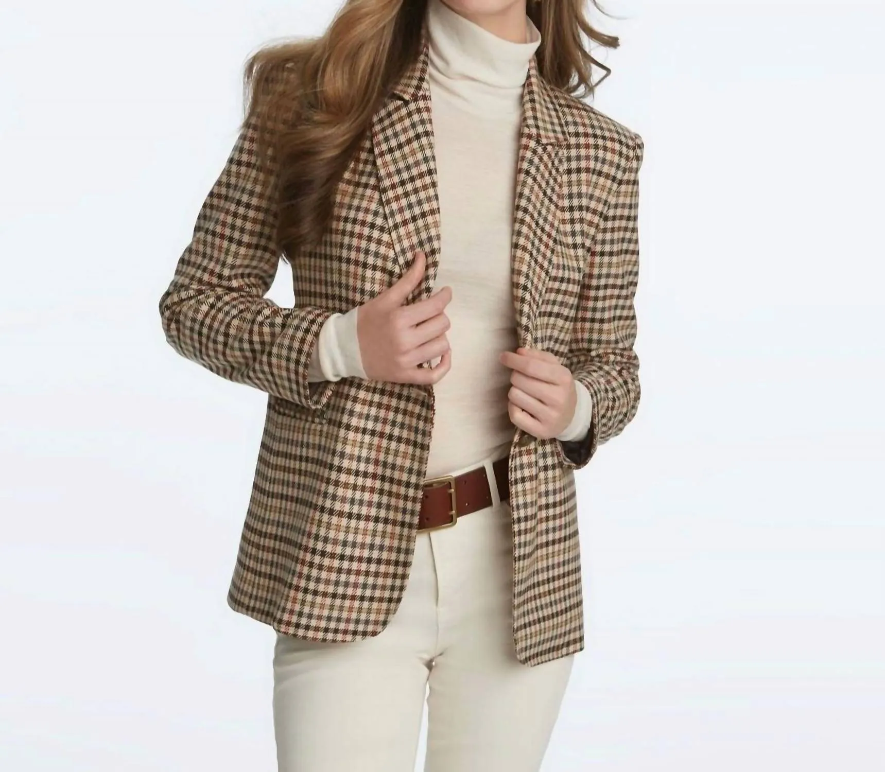 Plaid Blazer In Brown