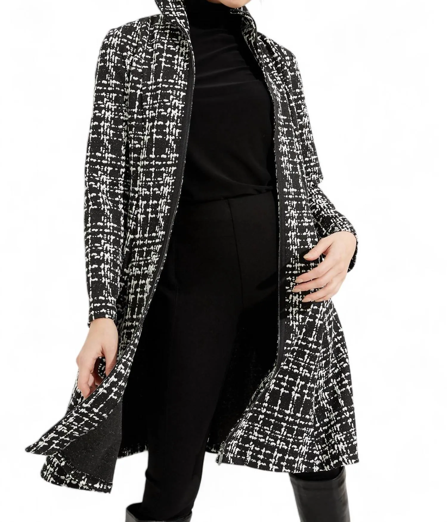 Plaid Coat In Black & White