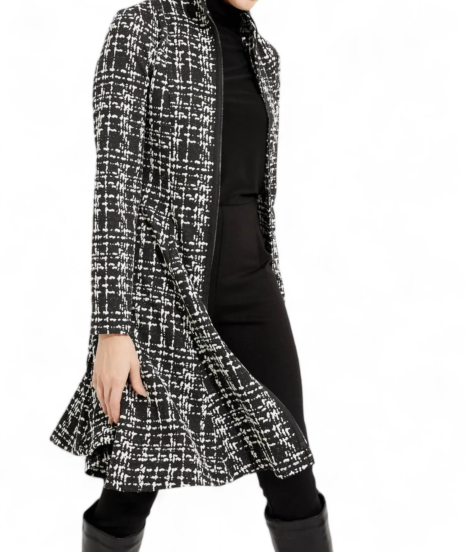 Plaid Coat In Black & White