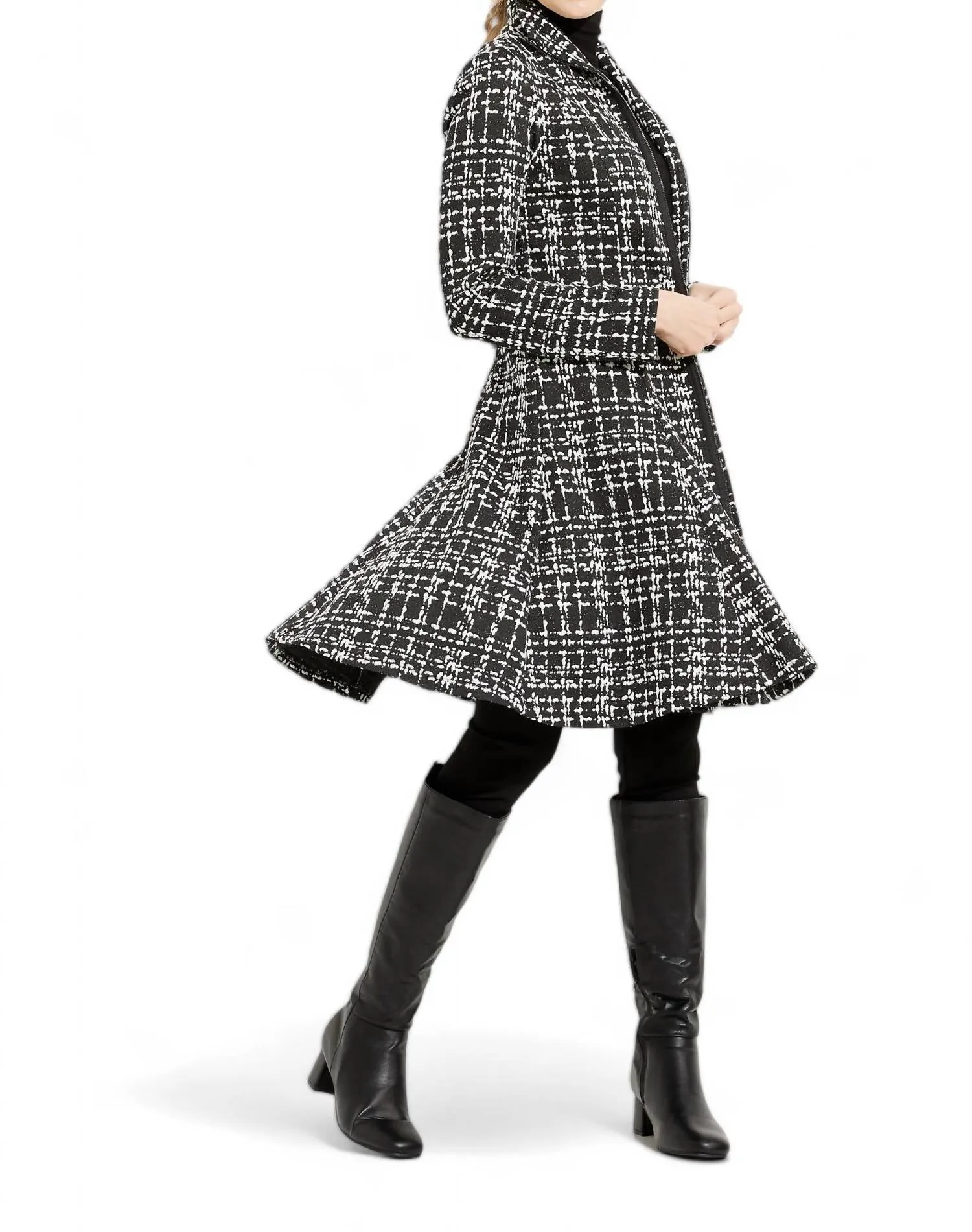 Plaid Coat In Black & White