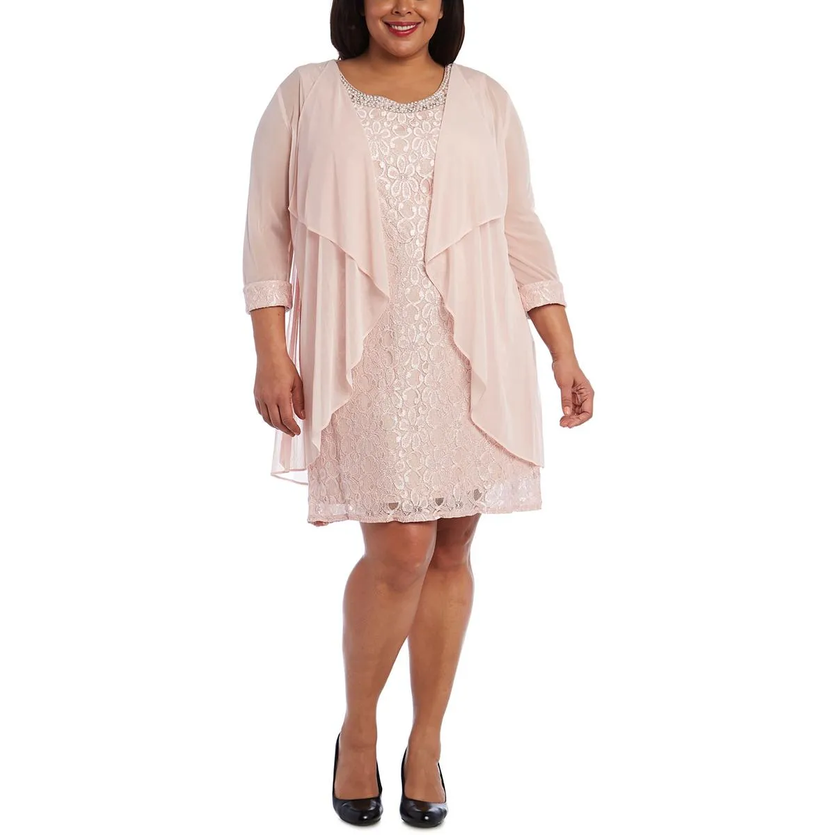Plus Womens Mesh Sheer Topper Jacket