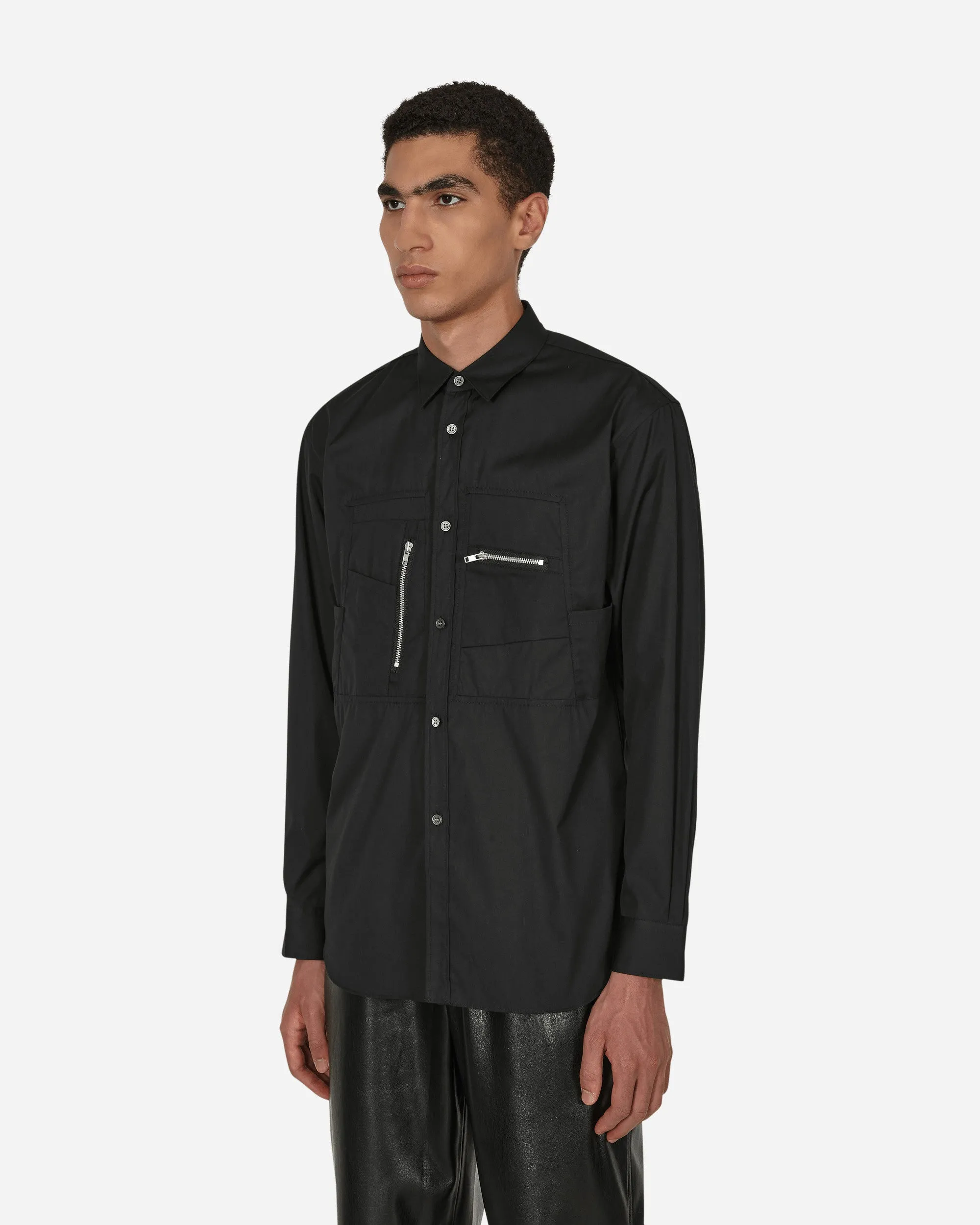 Poplin Zip Shirt Black