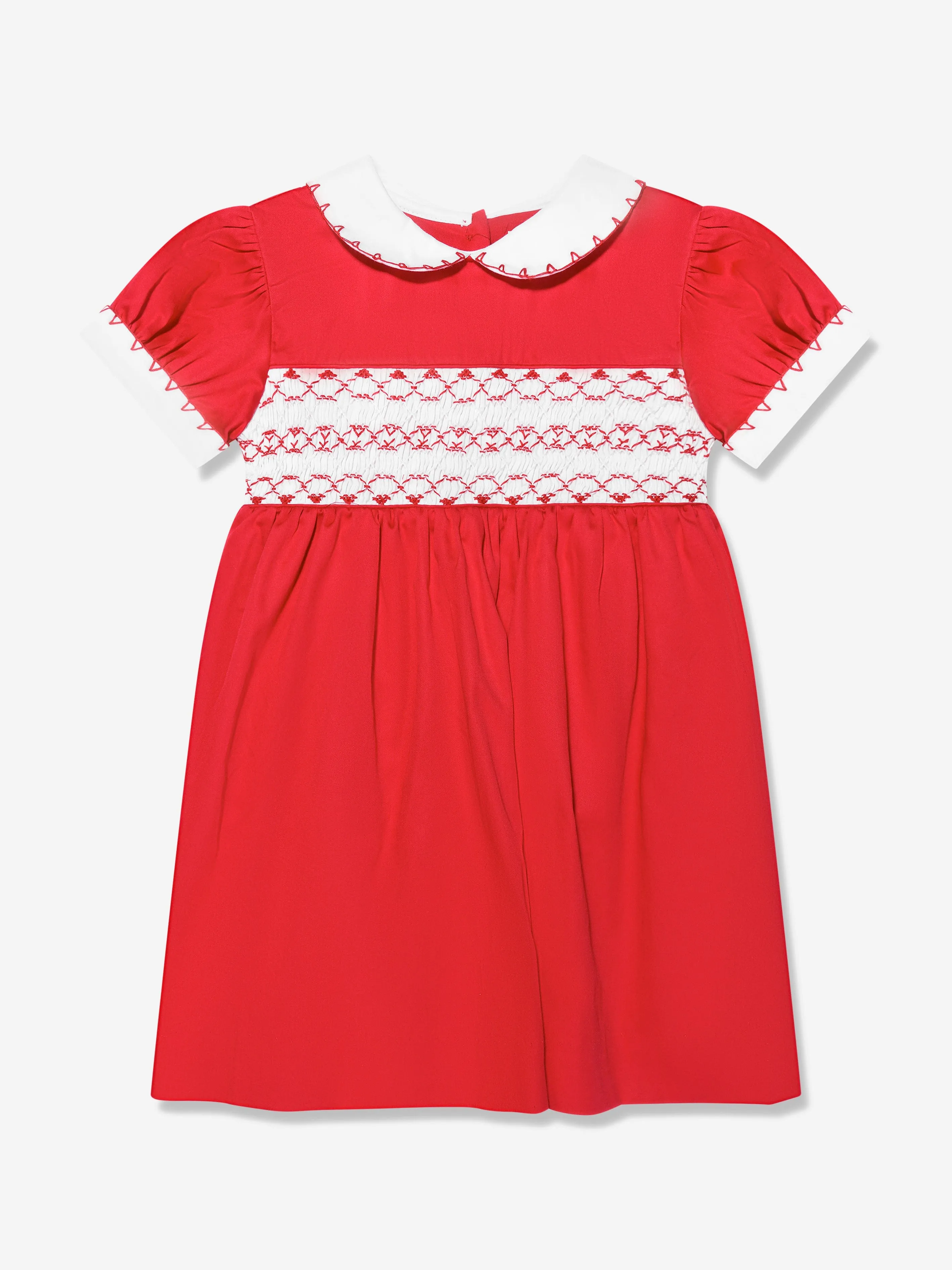 Rachel Riley Baby Girls Classic Smocked Dress And Bloomers in Red