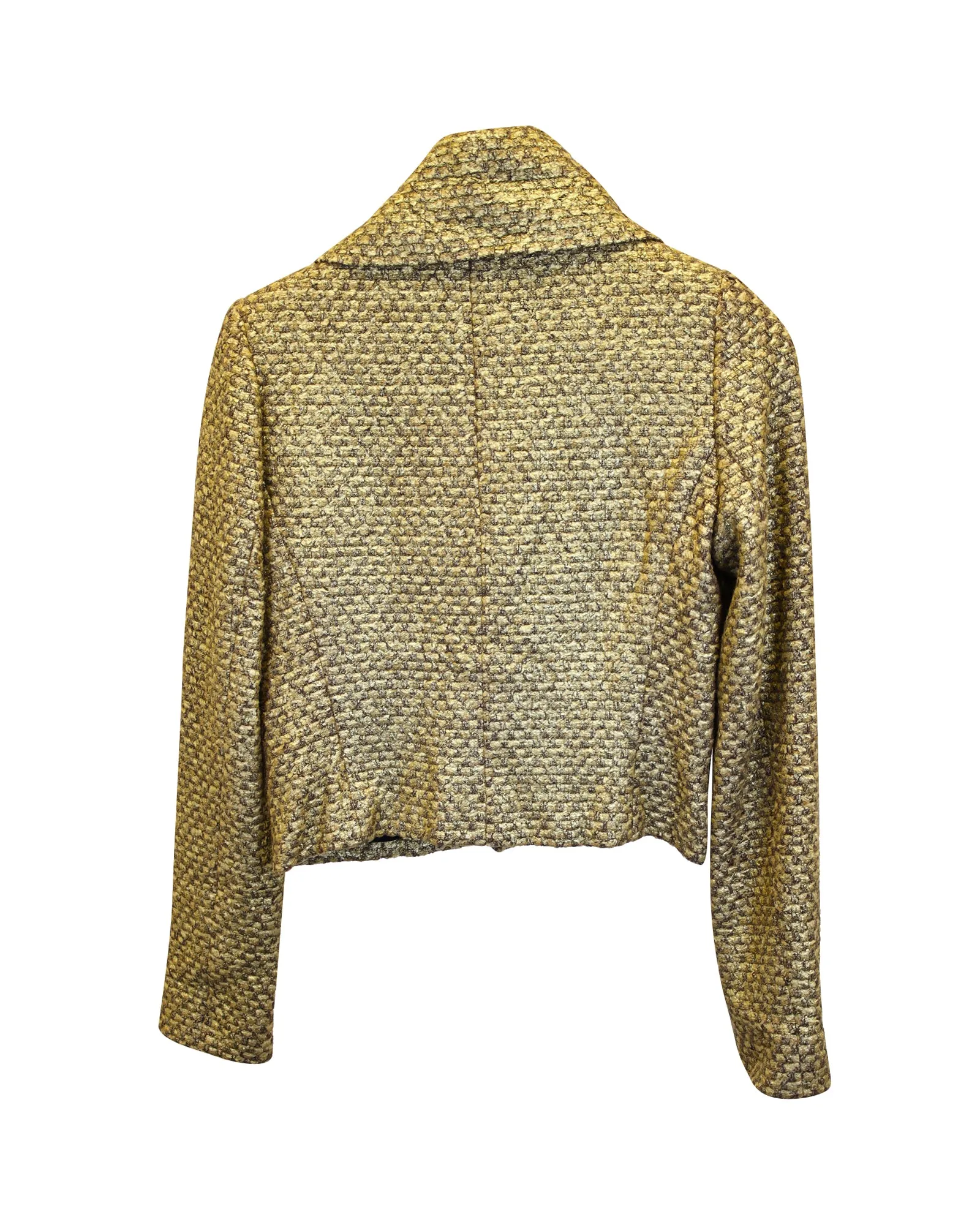 Ralph Lauren Collection Woven Single-Breasted Jacket in Gold Wool Tweed